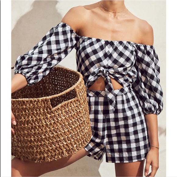Saylor Eleanore gingham romper. NWT. - Picture 3 of 5